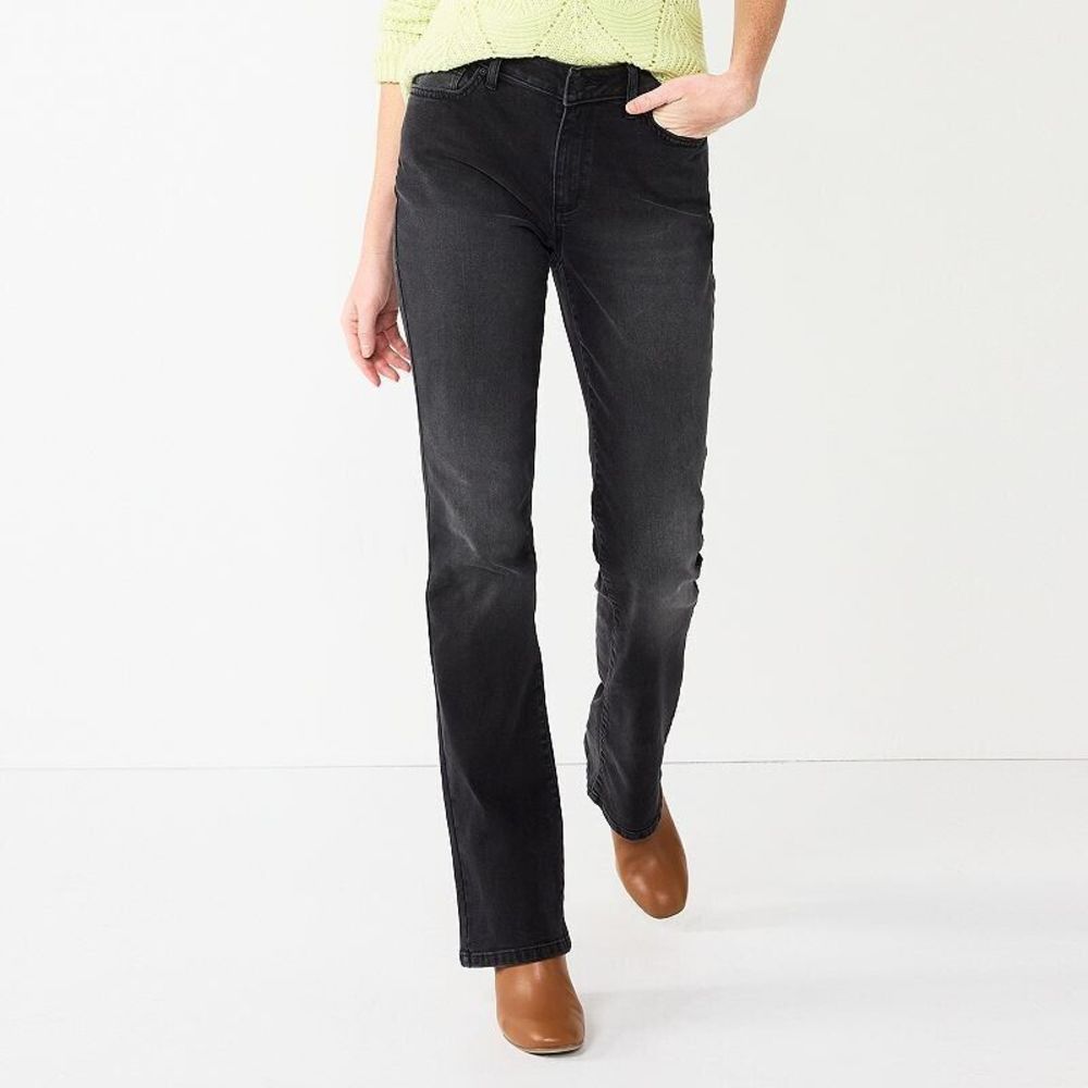 Sonoma Curvy Bootcut Jeans Womens 8 Black High Rise Stretch NEW